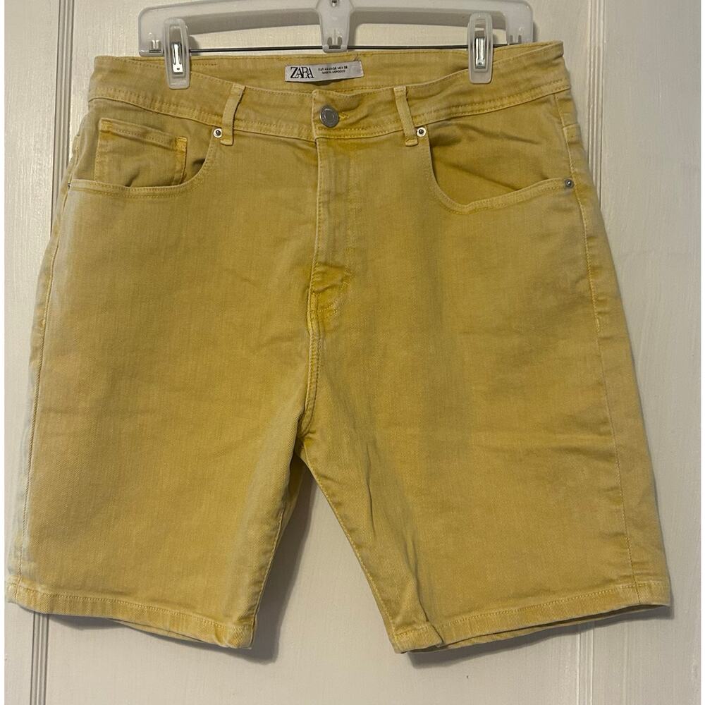 ZARA Women’s Boyfriend fit Bermuda shorts yellow denim size 36